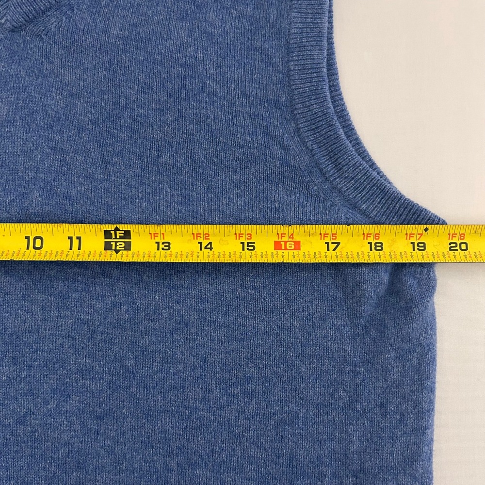 LL Bean Sweater Vest Mens Medium Blue 100% Lambswool V-Neck Grandpa Core Preppy - Picture 4 of 5